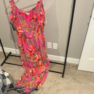 Jealous Tomato Pink and Orange Floral Maxi Dress